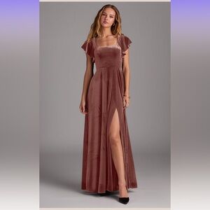 Azazie Dusty Rose Velvet Formal Dress Size 6